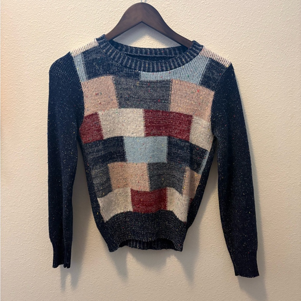 Unique Vintage Retro Patchwork Women's Sweater 70s